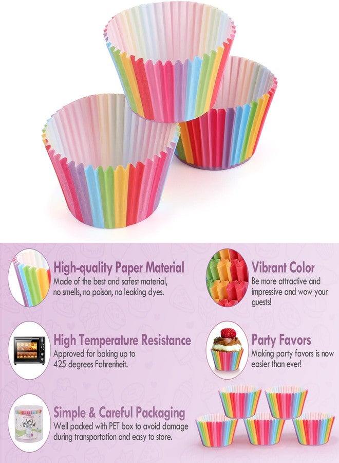 TRUSBER Rainbow Cupcake Liners, 100 Pieces Greaseproof Paper Muffin Wrappers Nonstick Muffin Molds Baking Cup Holders for Wedding, Birthday, Baby Shower or Holiday Party - Image 3