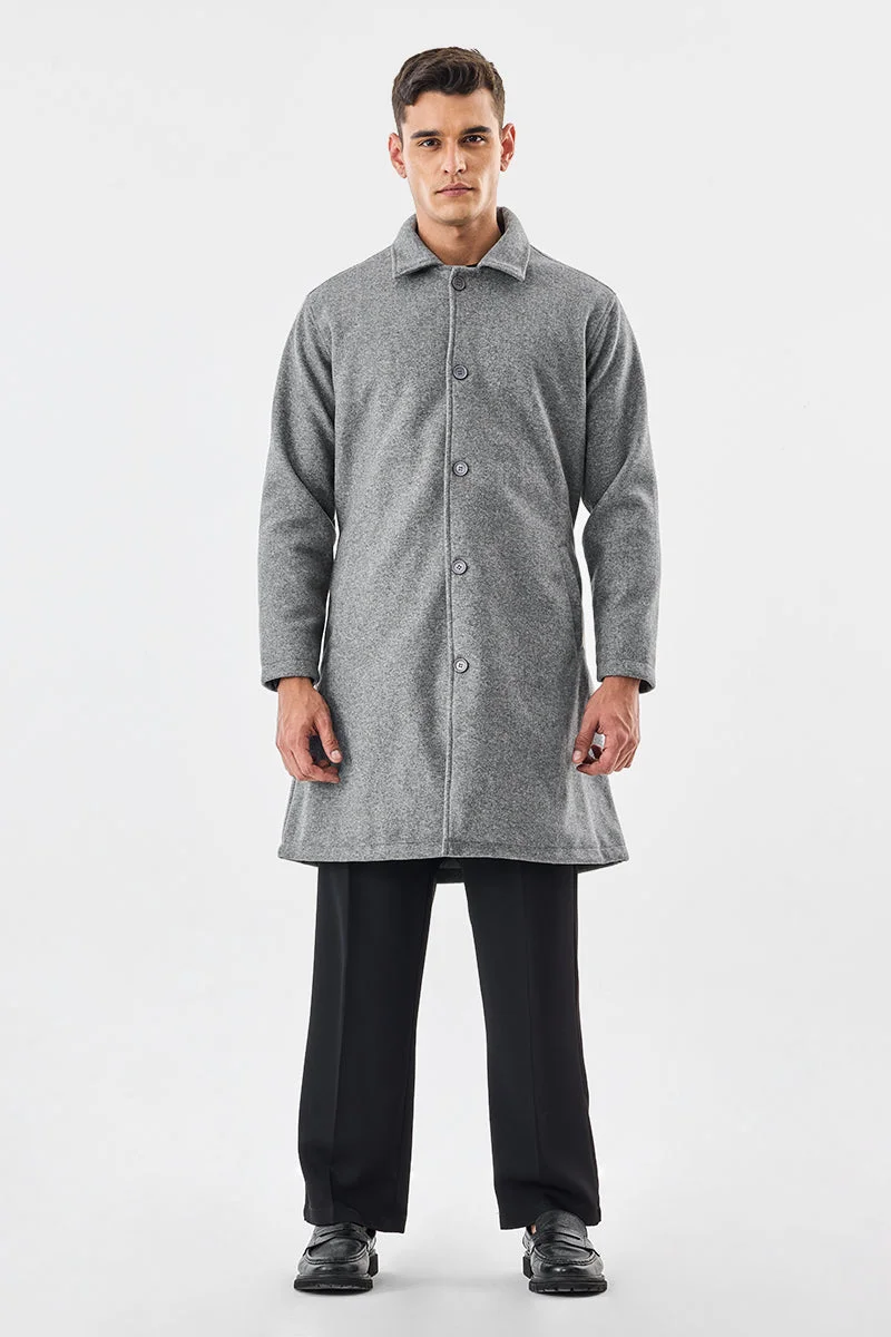 Snitch Grey Long Trench Coat for Men | Best Price UAE