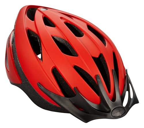 Schwinn Thrasher Helmet for Adults Red Size 5862 cm for Riders Ages 14 Lightweight Microshell Adjustable Dial and Straps Interior Padding 20 Air Vents Removable Visor Adult Bike Helmet - Image 1