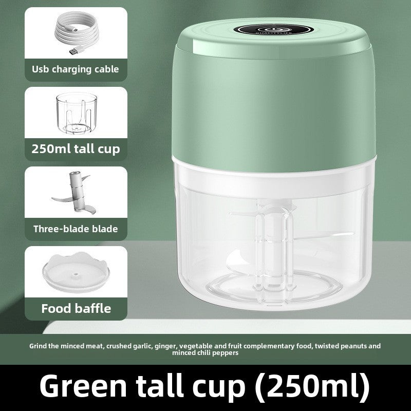 Cross-border Mini Wireless Electric Garlic Masher Garlic Clay Garlic Machine Garlic Peeler Garlic Press Kitchen Household(Garlic pureer 250ML green) - Image 1