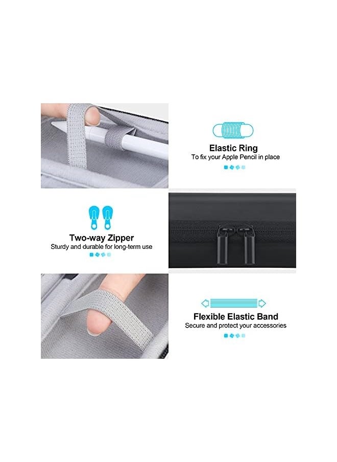 PROMASS Pencil Case Holder for Apple Pencil (USB-C), Apple Pencil 2nd/1st, iPad Pro Pen Pencil, Apple Pen Accessories, Samsung Stylus, USB Cable, Earphone Hard Protective Carrying Case Bag, Black  - Image 2