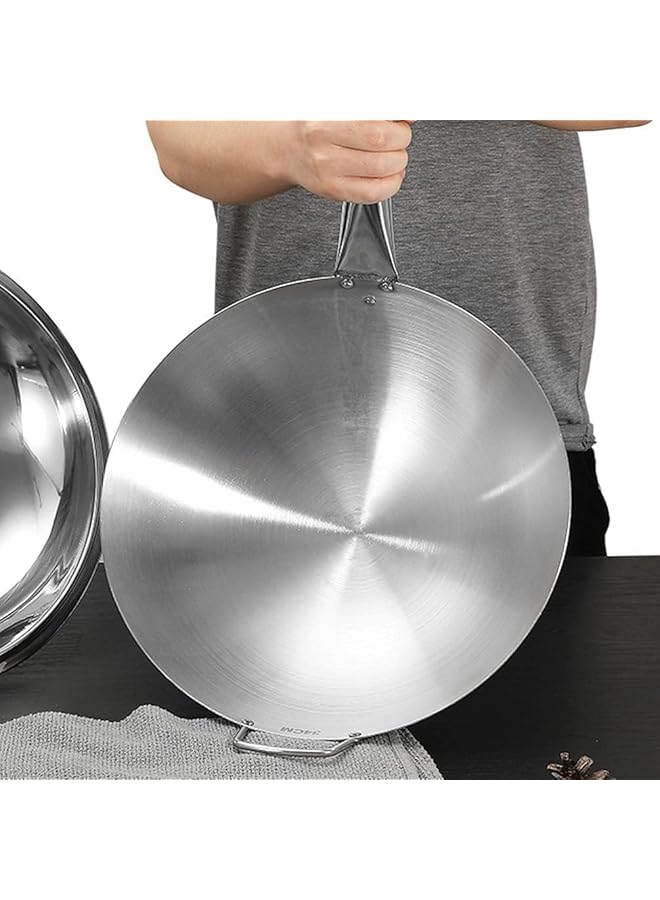 ECVV Stainless Steel Wok Pan Stir Fry Pan Deep Frying Wok Frying Skillet with Wooden Handle 34cm - Image 5