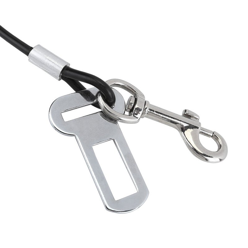 Mogoko Chew Proof Dog Car Seatbelt Safety Restraint Pet No-Chew Tether Cable Stainless Steel Dog Leash Vehicle Seat Belt Strap with Double Clip and Latch Attachment (M Size,31 inch) - Image 2