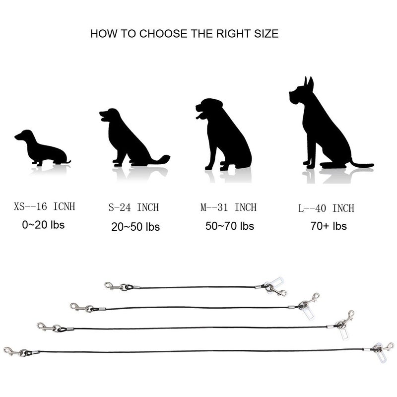 Mogoko Chew Proof Dog Car Seatbelt Safety Restraint Pet No-Chew Tether Cable Stainless Steel Dog Leash Vehicle Seat Belt Strap with Double Clip and Latch Attachment (M Size,31 inch) - Image 4