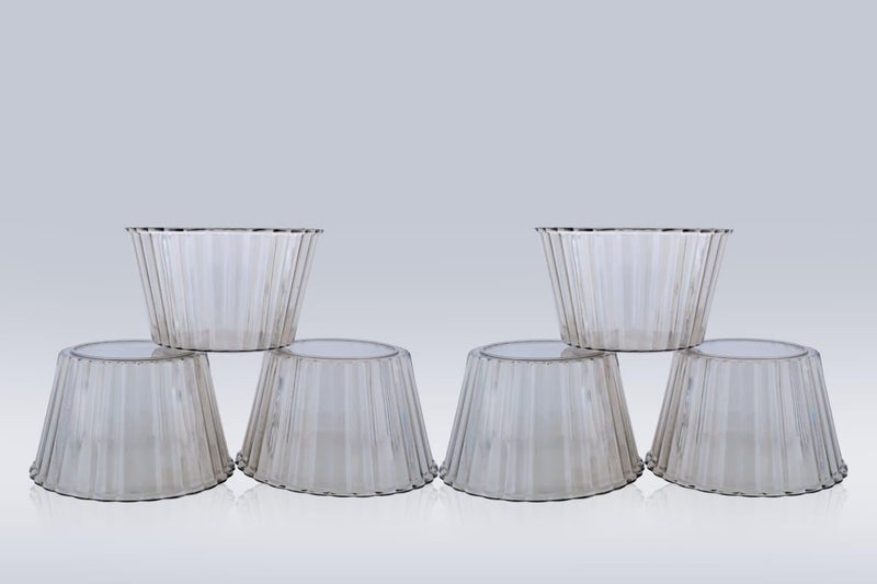 HAPPI Unbreakable Plastic Transparent Ice Cream Cup Royal Ice Cream Bowl Dessert Bowl Line of Line Design Pudding Cup Bowls 350 ml Pack of 6 - Image 2