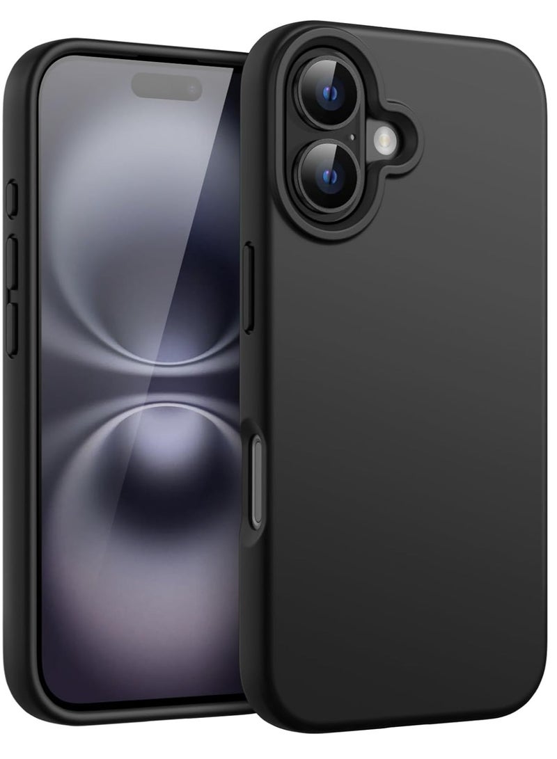 ELTRAZONE غطاء سيليكون سائل لهاتف آيفون 16 (6.1 بوصة) – لمسة ناعمة حريرية غطاء واقي كامل الجسم مضاد للخدش ومضاد للصدمات مع بطانة من الألياف الدقيقة (أسود) - Image 1