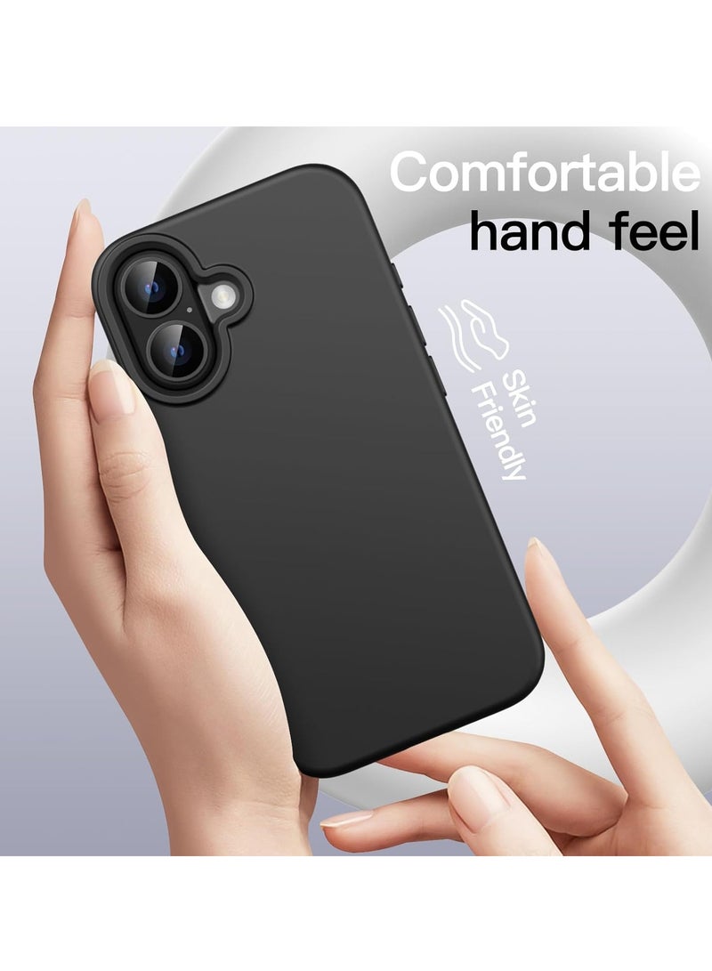 ELTRAZONE غطاء سيليكون سائل لهاتف آيفون 16 (6.1 بوصة) – لمسة ناعمة حريرية غطاء واقي كامل الجسم مضاد للخدش ومضاد للصدمات مع بطانة من الألياف الدقيقة (أسود) - Image 3