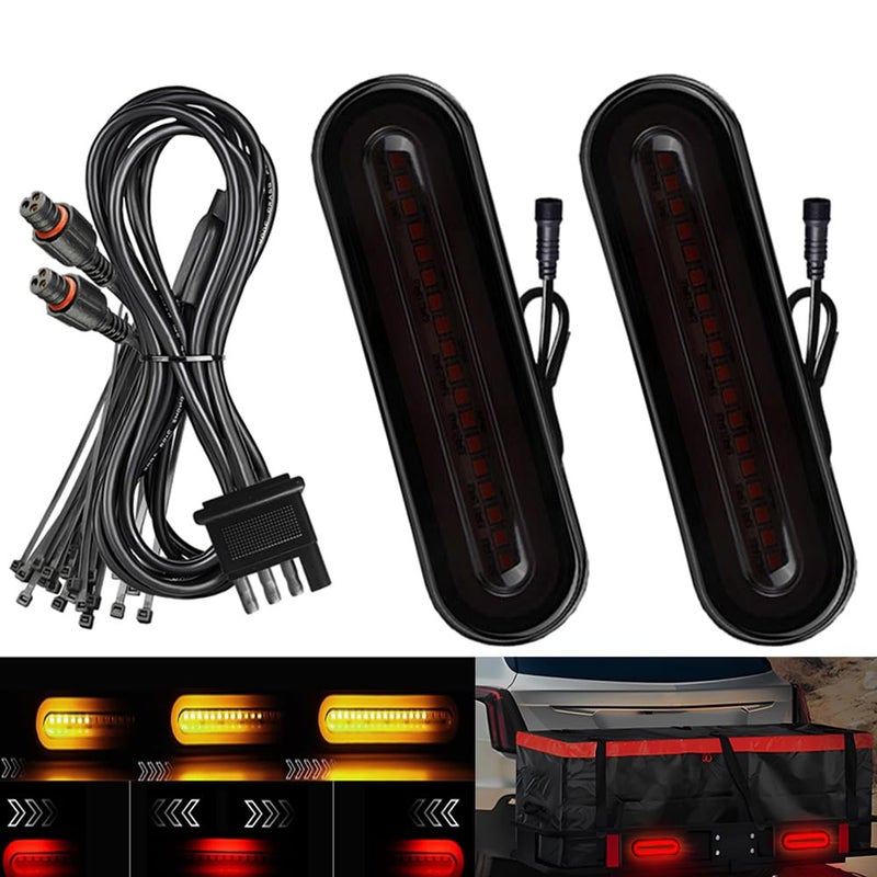 BlyilyB Oval Cargo Carrier Stop Turn Signals Tail Light Light Kit with Waterproof 4 Pin Grommets Wire Harness For Luggage Rack Pack of 2 - Image 2