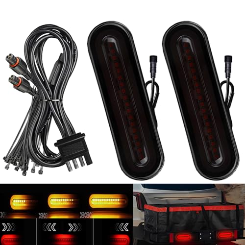 BlyilyB Oval Cargo Carrier Stop Turn Signals Tail Light Light Kit with Waterproof 4 Pin Grommets Wire Harness For Luggage Rack Pack of 2 - Image 1