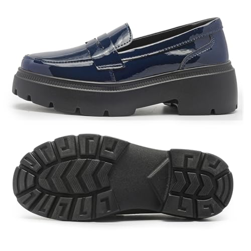 Ruiatoo Platform Loafers for Women - Slip On Chunky Penny Loafers for Dressy, Business, Casual Comfort Work Shoes Brilliant Blue 38 - Image 2