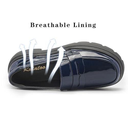 Ruiatoo Platform Loafers for Women - Slip On Chunky Penny Loafers for Dressy, Business, Casual Comfort Work Shoes Brilliant Blue 38 - Image 3