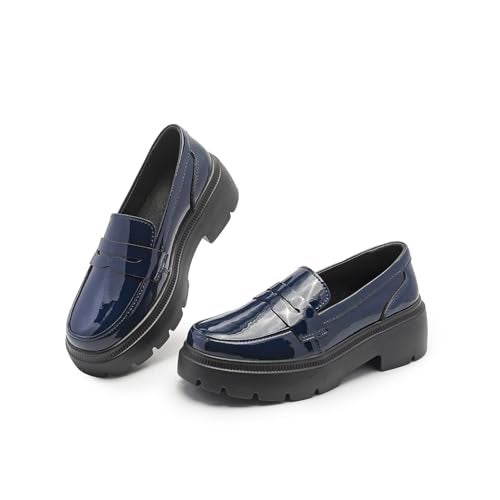Ruiatoo Platform Loafers for Women - Slip On Chunky Penny Loafers for Dressy, Business, Casual Comfort Work Shoes Brilliant Blue 38 - Image 1