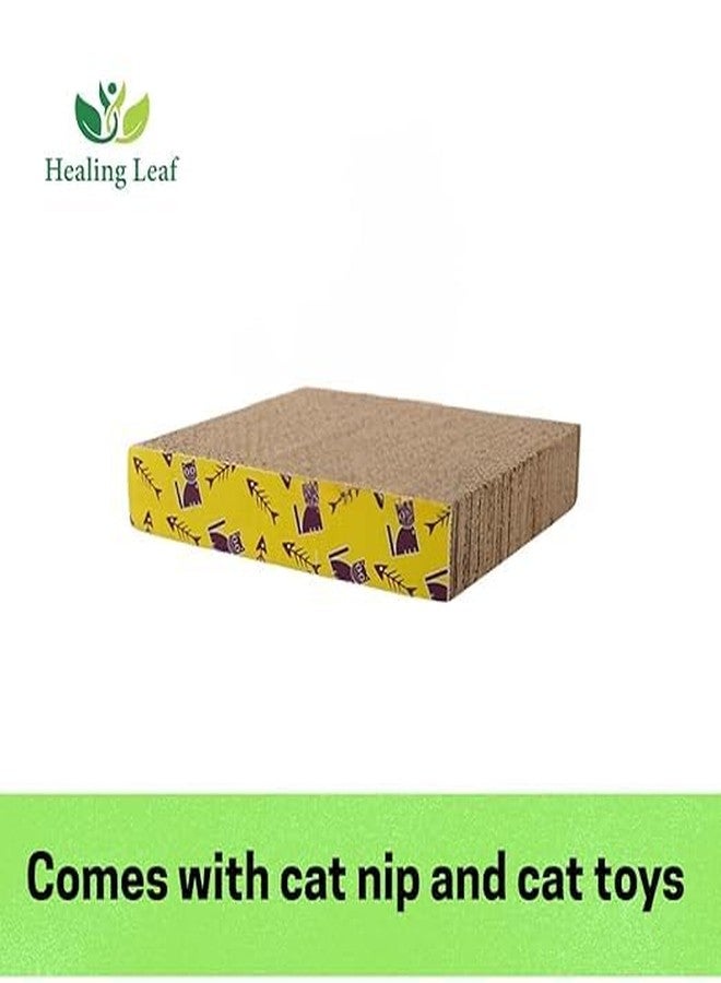 Healing Leaf Cat Scratcher & Catnip Toy Combo Set of 2 | Square Shape Scratch Pad with Rotatable Catnip Balls for Teeth Cleaning, Biting & Deep Stress Relief | Furniture Protector & Fun Toy for Cats & Kittens - Image 5
