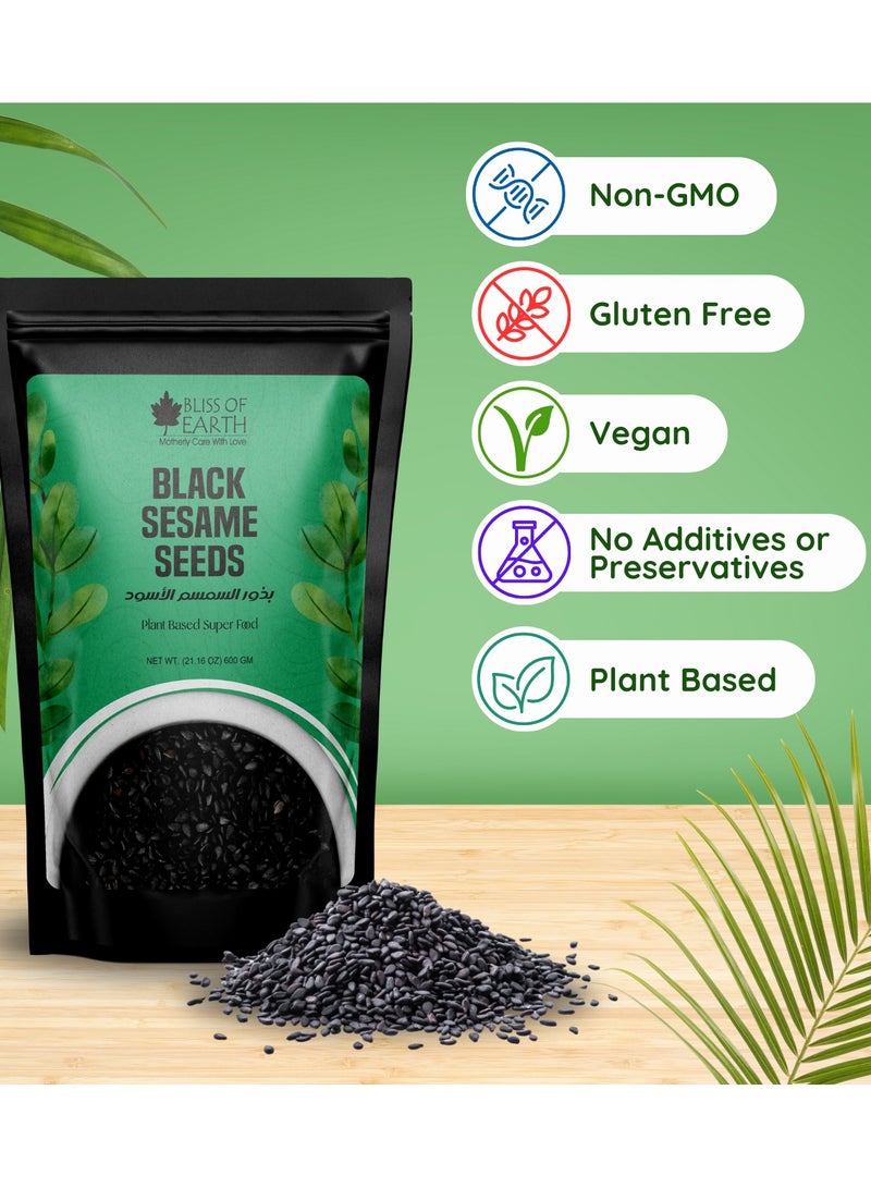 BLISS OF EARTH 600g unhulled Black Sesame Seeds Kaale Til Fresh & Fiber Rich Great for Cooking & Baking - Image 3