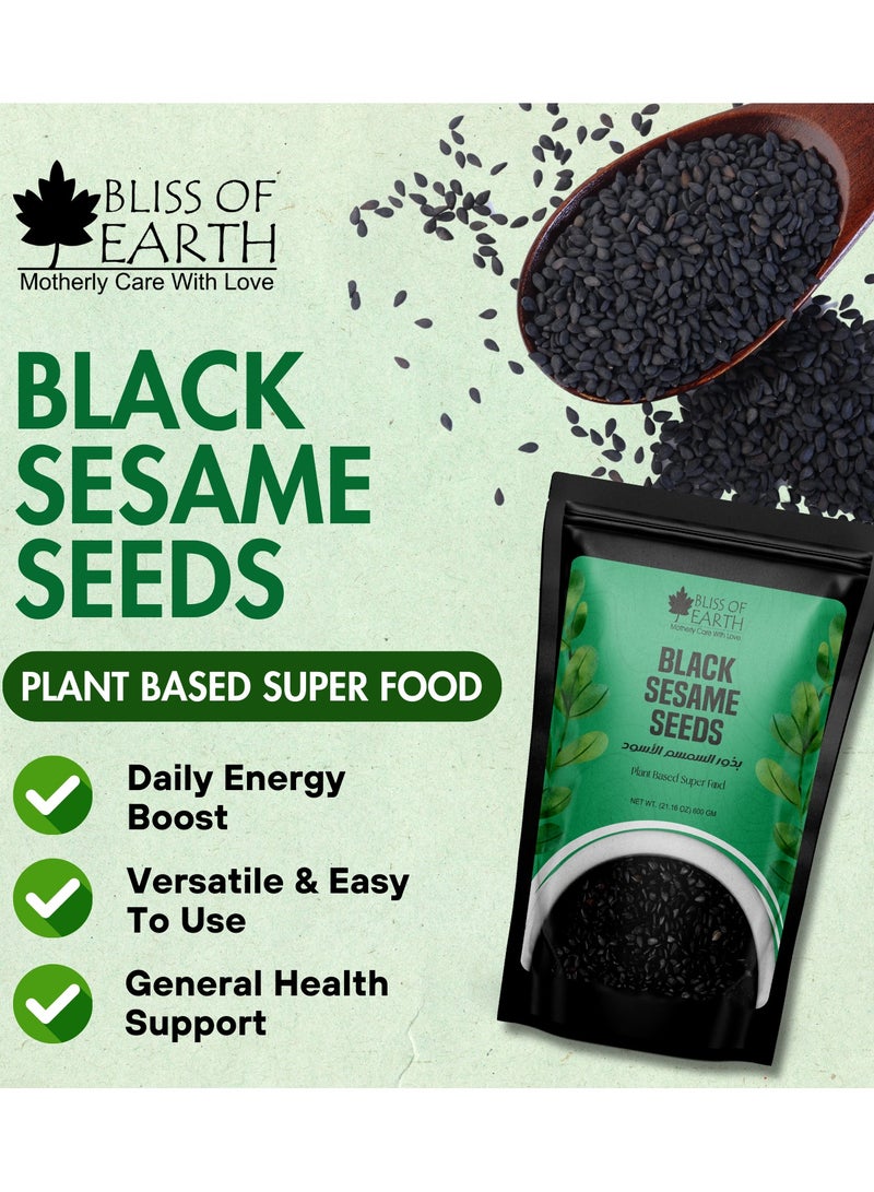 BLISS OF EARTH 600g unhulled Black Sesame Seeds Kaale Til Fresh & Fiber Rich Great for Cooking & Baking - Image 2