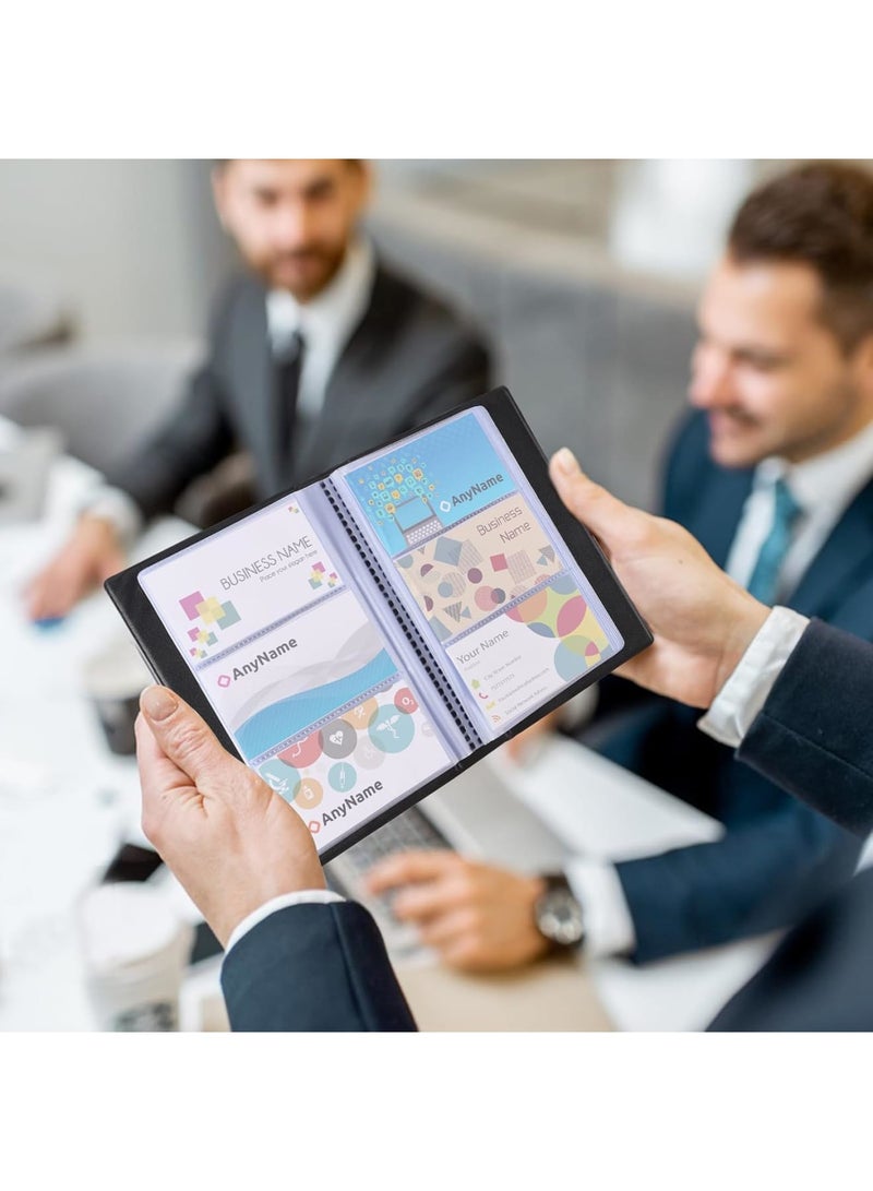 SOLARAE Business Card Organizer Book, 300 Capacity PU Waterproof Credit Card Holder Book, Portable Black Name Card Holders, Gift Card Organizer for Business Card, Credit Card, File Storage, Black - Image 5