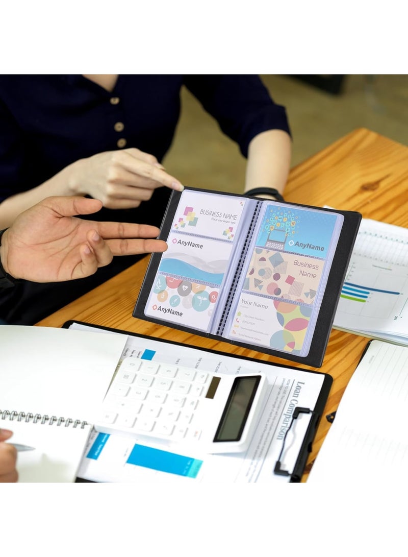 SOLARAE Business Card Organizer Book, 300 Capacity PU Waterproof Credit Card Holder Book, Portable Black Name Card Holders, Gift Card Organizer for Business Card, Credit Card, File Storage, Black - Image 4