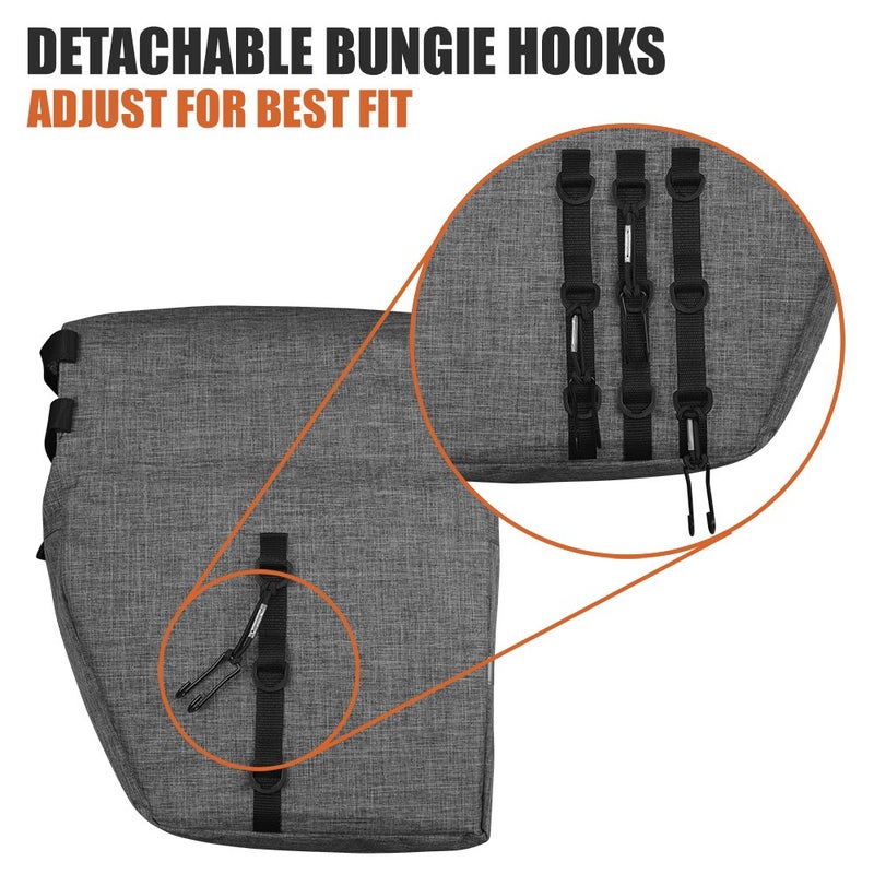 BV حقائب دراجة BV سعة 26 لتر مع خطافات قابلة للتعديل، حقائب تنقل للدراجات مع مقبض حمل، حقيبة مع حواف عاكسة 3M لمزيد من الرؤية، تناسب معظم الحوامل (حقائب - رمادي) - Image 4