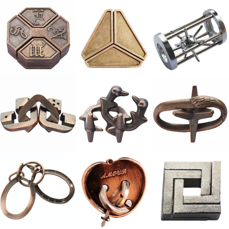 Magic Puzzle Gold Needle Horseshoe Square Lock Unlock Luban Lock Burn Brain Kong Ming Lock Triangle Chain High Iq Take Things - Image 4