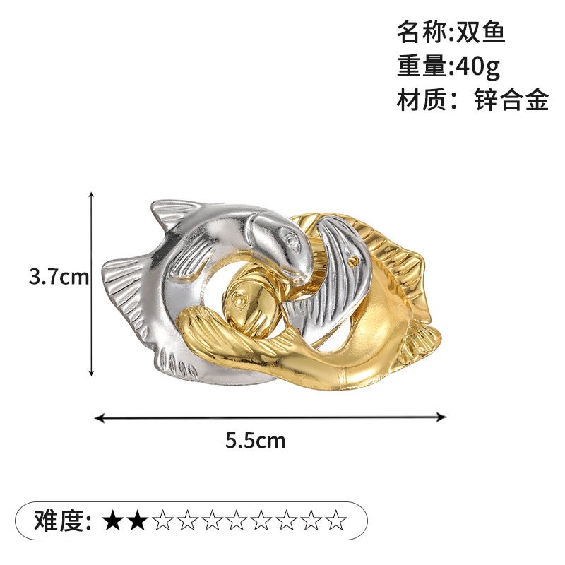 Magic Puzzle Gold Needle Horseshoe Square Lock Unlock Luban Lock Burn Brain Kong Ming Lock Triangle Chain High Iq Take Things - Image 1