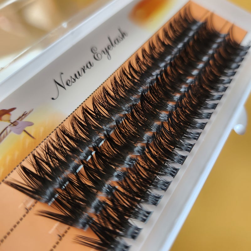10 مجموعات رموش عنقودية - عدة DIY 60D 9-14 مم طبيعية ومنتفشة - Image 3