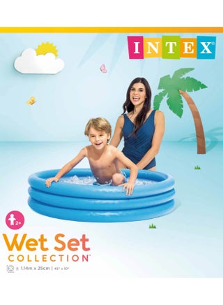 Crystal Blue Inflatable Pool - 114 x 25 cm 3-Ring Round Kids' Paddling Pool (Ages 2+ Years), Unisex 114x25cm - view 2