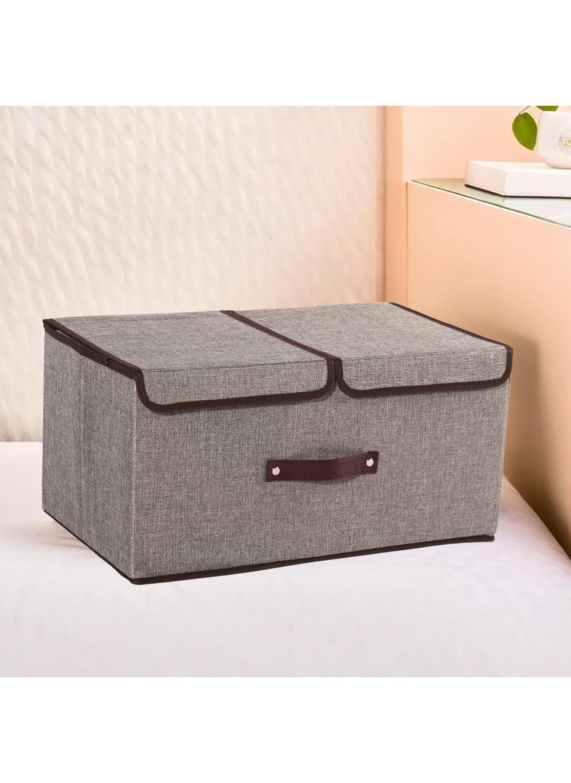 Urbane Home Urbane Home Foldable Storage Box Double Lid Storage Box with Handle Stackable Storage Box For ClothesToysBooks YJA007GRY Grey  - Image 1