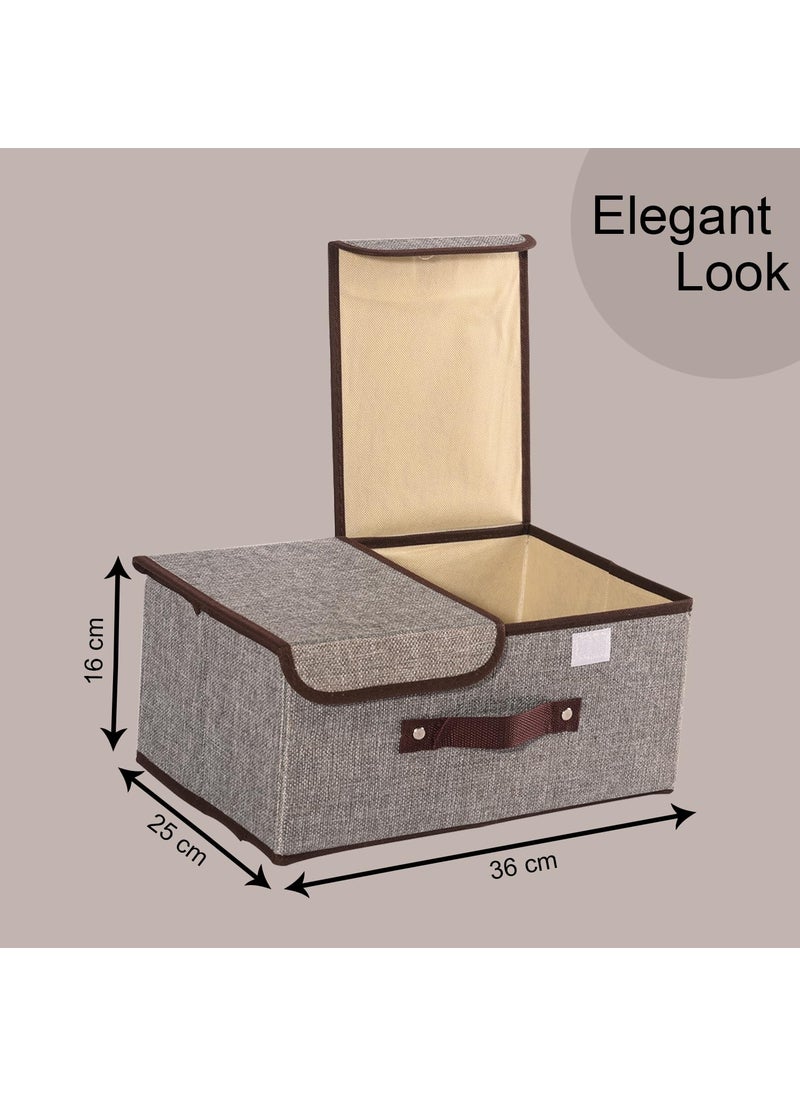 Urbane Home Urbane Home Foldable Storage Box Double Lid Storage Box with Handle Stackable Storage Box For ClothesToysBooks YJA007GRY Grey  - Image 3