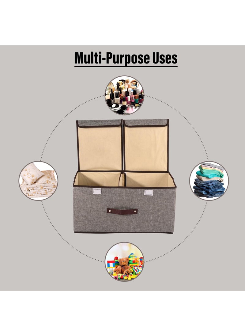 Urbane Home Urbane Home Foldable Storage Box Double Lid Storage Box with Handle Stackable Storage Box For ClothesToysBooks YJA007GRY Grey  - Image 5
