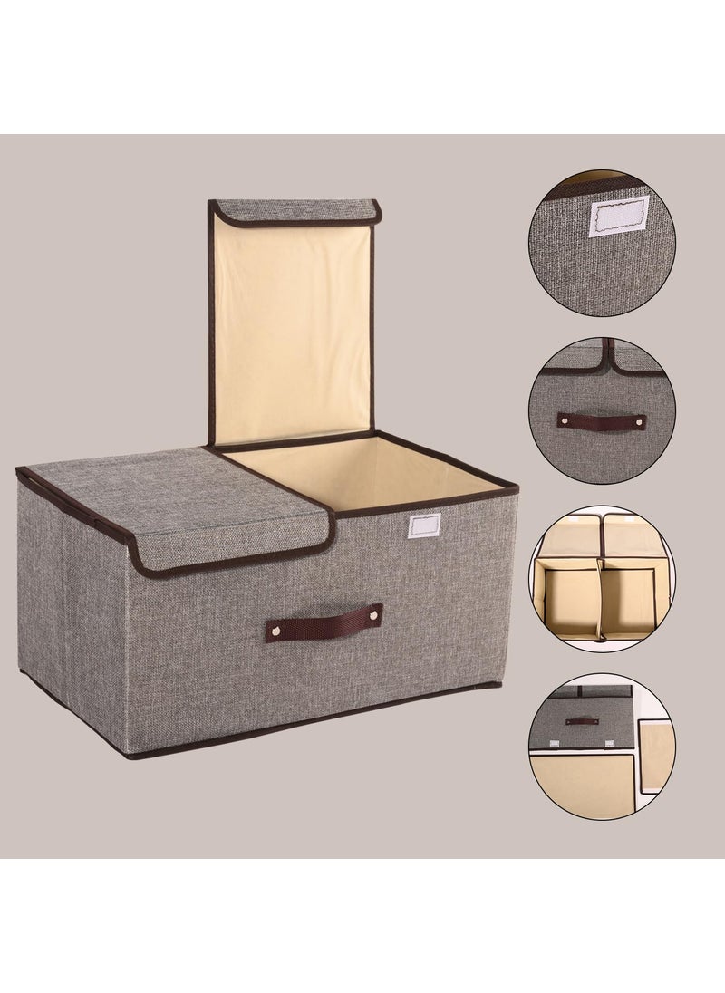Urbane Home Urbane Home Foldable Storage Box Double Lid Storage Box with Handle Stackable Storage Box For ClothesToysBooks YJA007GRY Grey  - Image 4