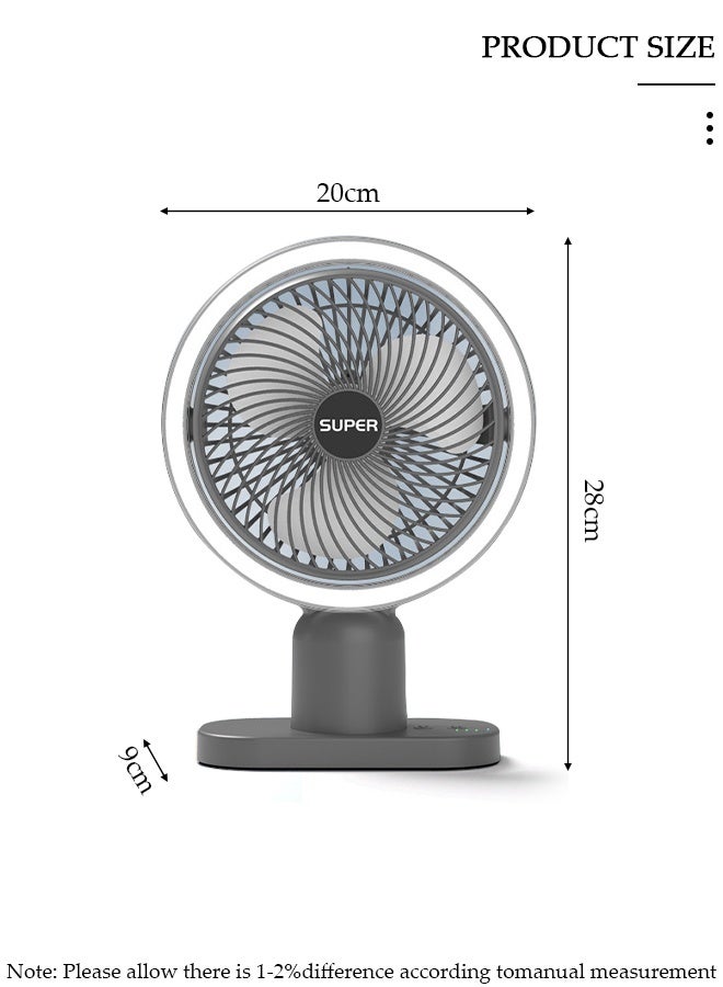 DUNISO مروحة طاولة متعددة الوظائف، مروحة تعمل بالبطارية قابلة لإعادة الشحن مع ضوء LED، مروحة USB هادئة، مروحة مكتب تدور 120 درجة، مع 3 سرعات للمنزل والمكتب والسفر والتخييم والهواء الطلق ومروحة داخلية - Image 2