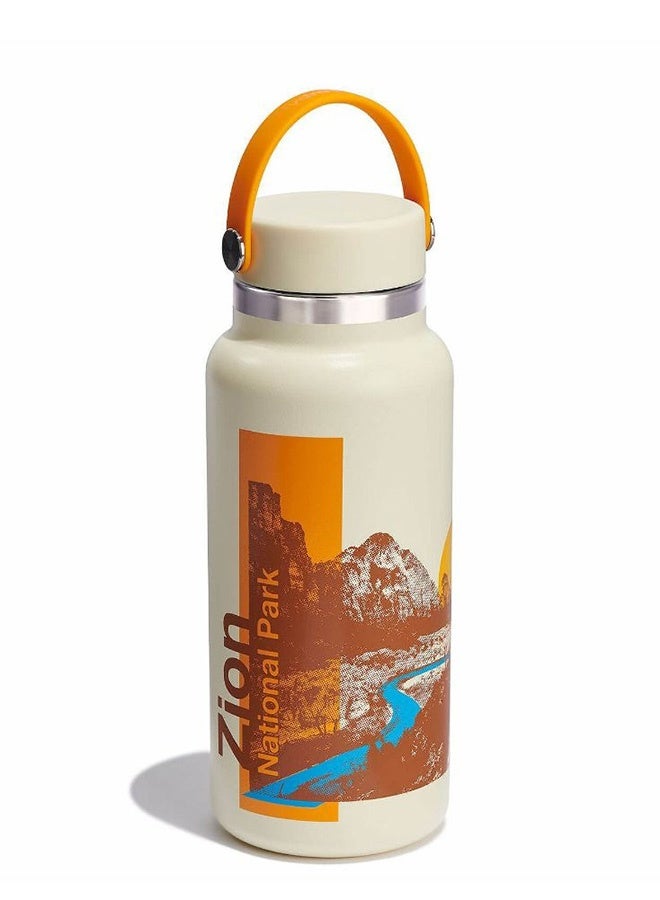 هايدرو فلاسك زجاجة مياه زيون مانعة للتسرب، سعة 32 أونصة، مصنوعة من الفولاذ المقاوم للصدأ، بفتحة واسعة، إصدار محدود، مقاومة للتسرب، خالية من مادة BPA، وغير سامة. - Image 3