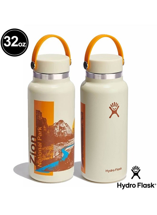 هايدرو فلاسك زجاجة مياه زيون مانعة للتسرب، سعة 32 أونصة، مصنوعة من الفولاذ المقاوم للصدأ، بفتحة واسعة، إصدار محدود، مقاومة للتسرب، خالية من مادة BPA، وغير سامة. - Image 1
