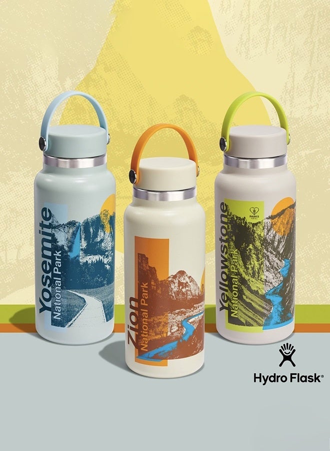 هايدرو فلاسك زجاجة مياه زيون مانعة للتسرب، سعة 32 أونصة، مصنوعة من الفولاذ المقاوم للصدأ، بفتحة واسعة، إصدار محدود، مقاومة للتسرب، خالية من مادة BPA، وغير سامة. - Image 5