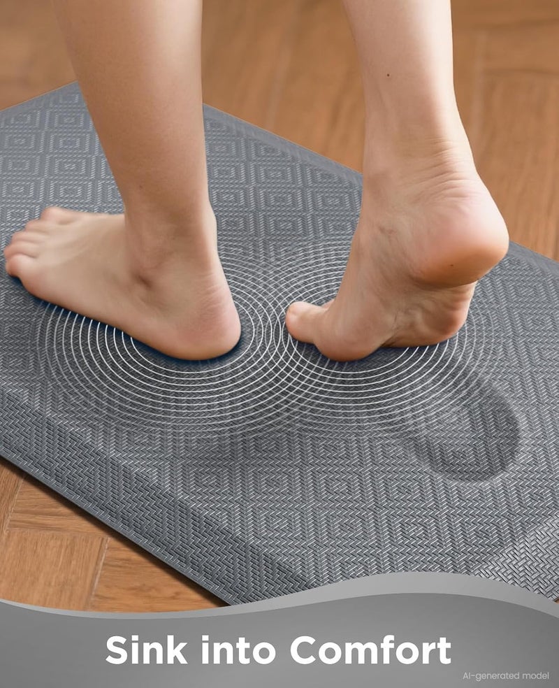Ophanie Kitchen Mats for Floor,3/4 inch Thick,20x39 Anti Fatigue Cushioned Mat with 99+ Pairs of Anti-Slip Bottom Ridges,Kitchen Rugs,Waterproof,Comfort Ergonomic Standing Mat for Office,Home,Sink - Image 2