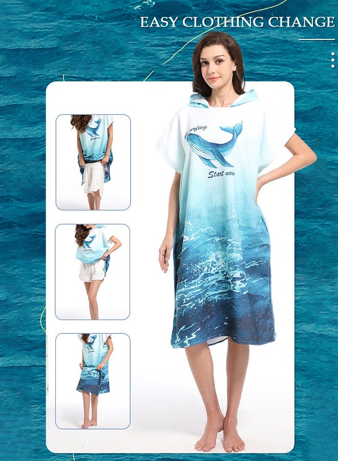 DUNISO رداء حمام بغطاء للرأس للبالغين، معطف منشفة من الألياف الدقيقة مع غطاء للرأس، معطف ركوب الأمواج سريع الجفاف، معطف خفيف الوزن لحمام السباحة للرجال والنساء، منشفة شاطئ بغطاء للرأس للرياضات المائية في الهواء الطلق - Image 2