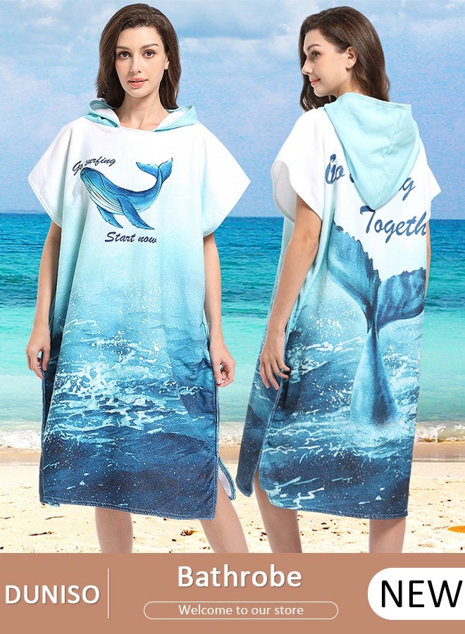 DUNISO رداء حمام بغطاء للرأس للبالغين، معطف منشفة من الألياف الدقيقة مع غطاء للرأس، معطف ركوب الأمواج سريع الجفاف، معطف خفيف الوزن لحمام السباحة للرجال والنساء، منشفة شاطئ بغطاء للرأس للرياضات المائية في الهواء الطلق - Image 1