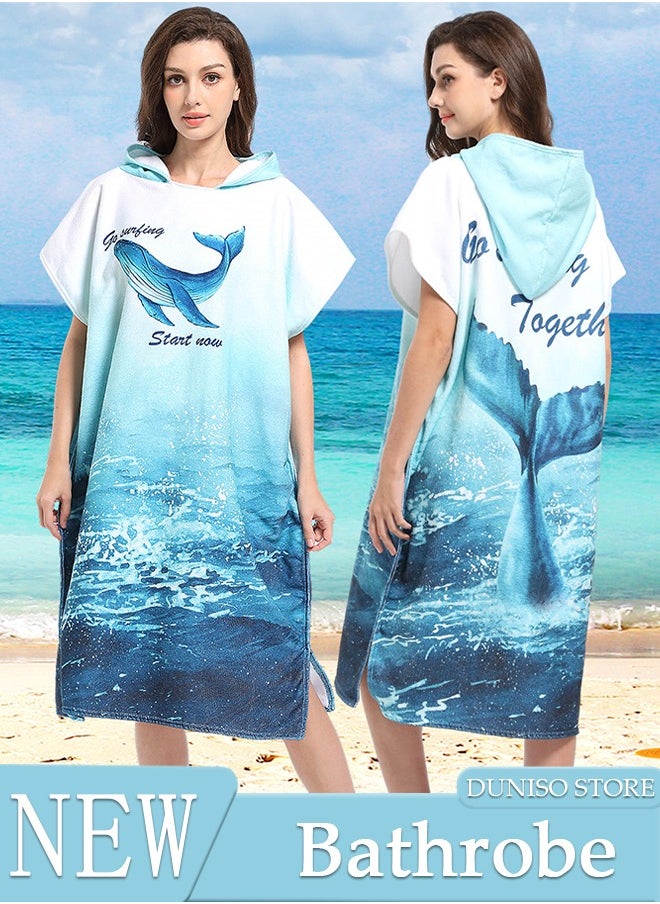 DUNISO Hooded Bathrobe for Adults, Microfiber Towel Poncho with Hood, Quick Dry Surf Poncho, Lightweight Pool Poncho Men Women Hooded Beach Towel for Water Sports Outdoor  - Image 1
