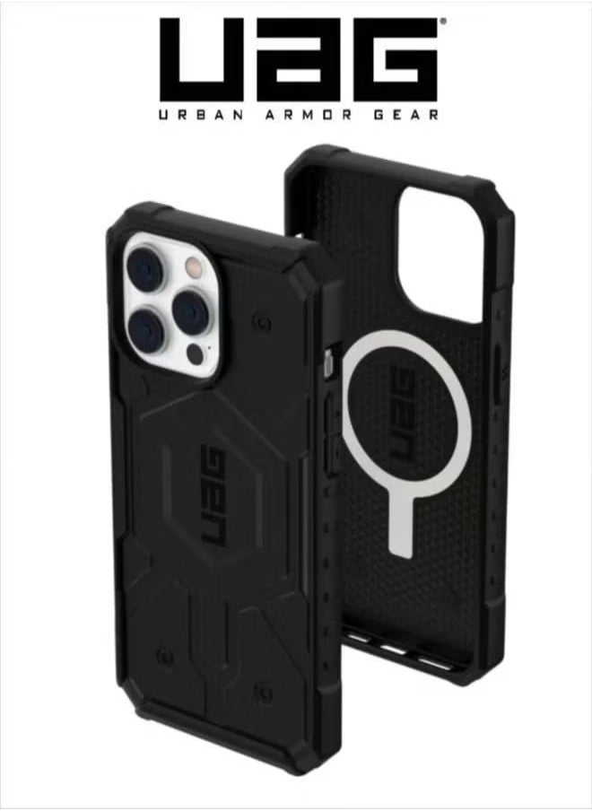 UAG Apple iPhone 14 Pro Max Case 6.7" Pathfinder Built-in Magnet Compatible with MagSafe Charging Slim Lightweight Shockproof Dropproof Rugged Protective Cover - Black  - Image 1