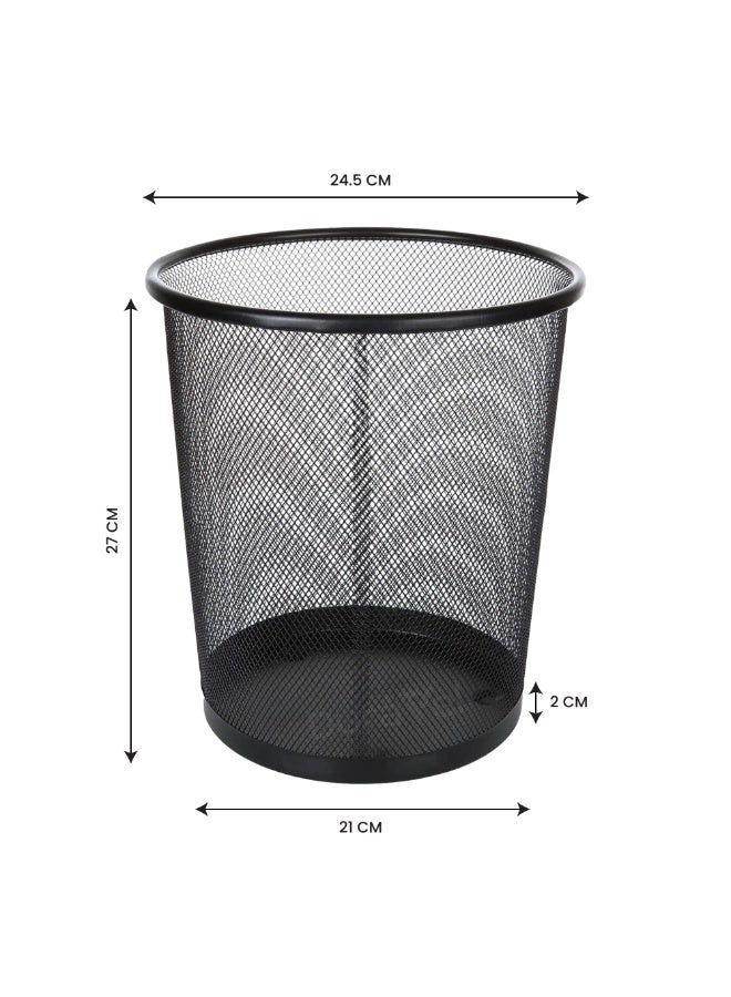 Duravel Dustbin Metal Mesh Waste Bin, Round, 27x24.5 CM,Ideal Garbage Trash Can for Home & Office Waste (Black) - Image 2