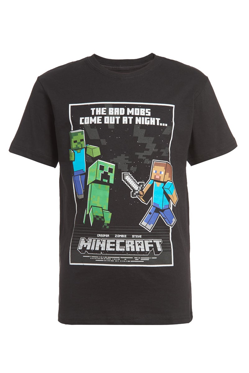 Minecraft Boys Creeper & Characters 3 Pack T-Shirt SetBlack/Gray Heather/Blue5/6 - Image 3
