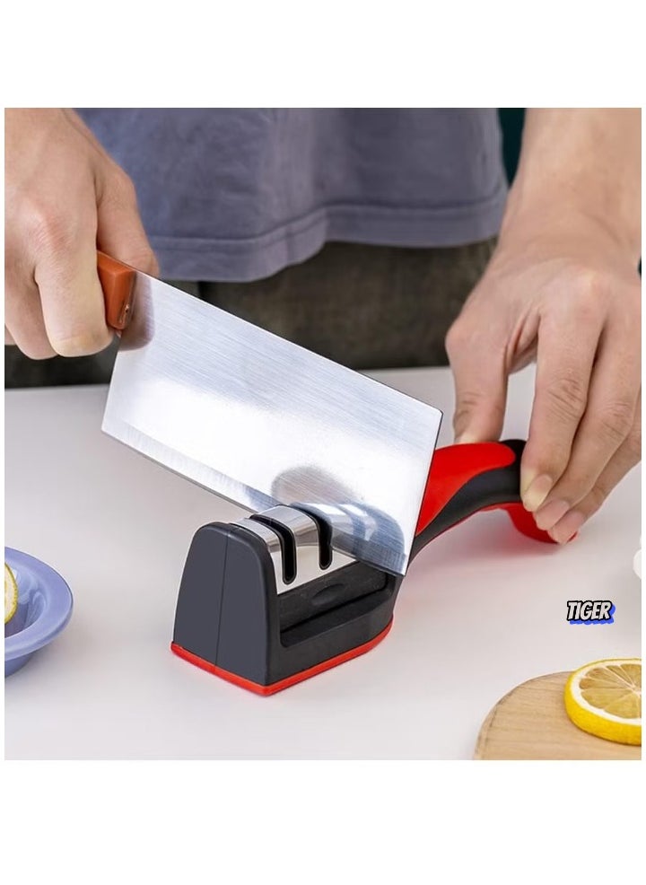 TIGER - Knife Sharpener for Sharpening and Polishing Kitchen Knives, Suitable for Straight, Household, and Chef's Choice Knives – Easy Manual Sharpening Tool for Quick & Professional Results - Image 1