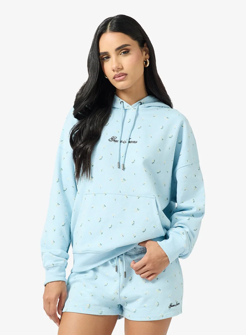 جيس جينز سويت شيرت بغطاء رأس بتفاصيل جرافيك وجيب