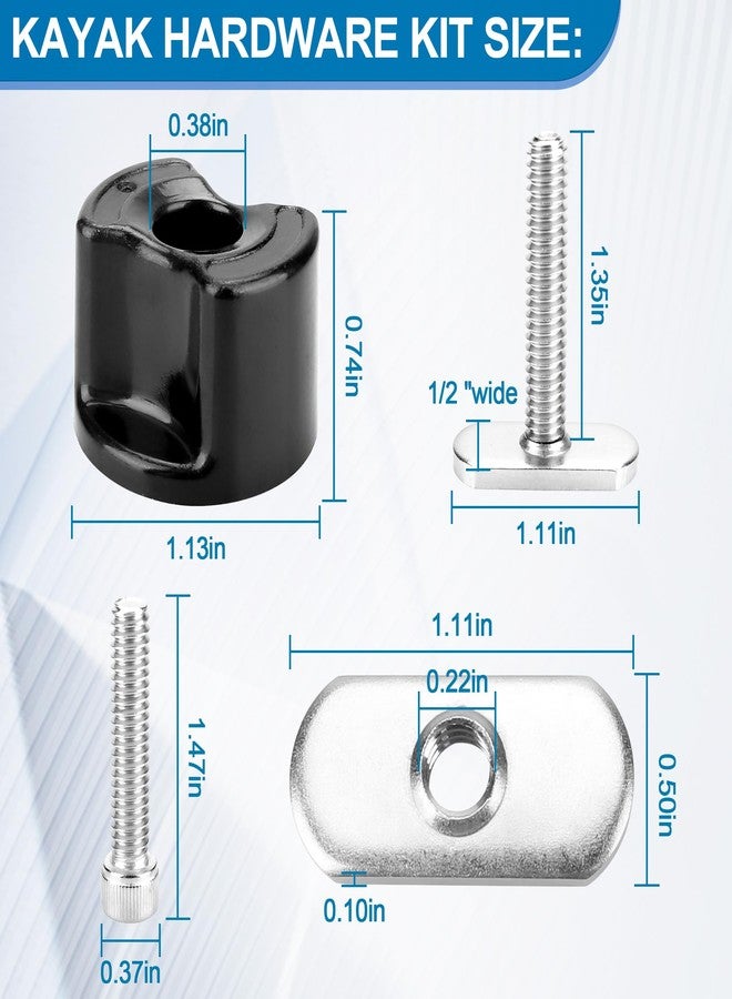 Ophjerg Kayak Track/Rail Mount Accessories, Kayak Hardware Kit Includes Convertible Knobs, 1-1/2'' T Bolts, Track Nuts, 1-1/4'' Socket Head Cap Screws, All Standard 1/4-20 Thread, Black - Image 2