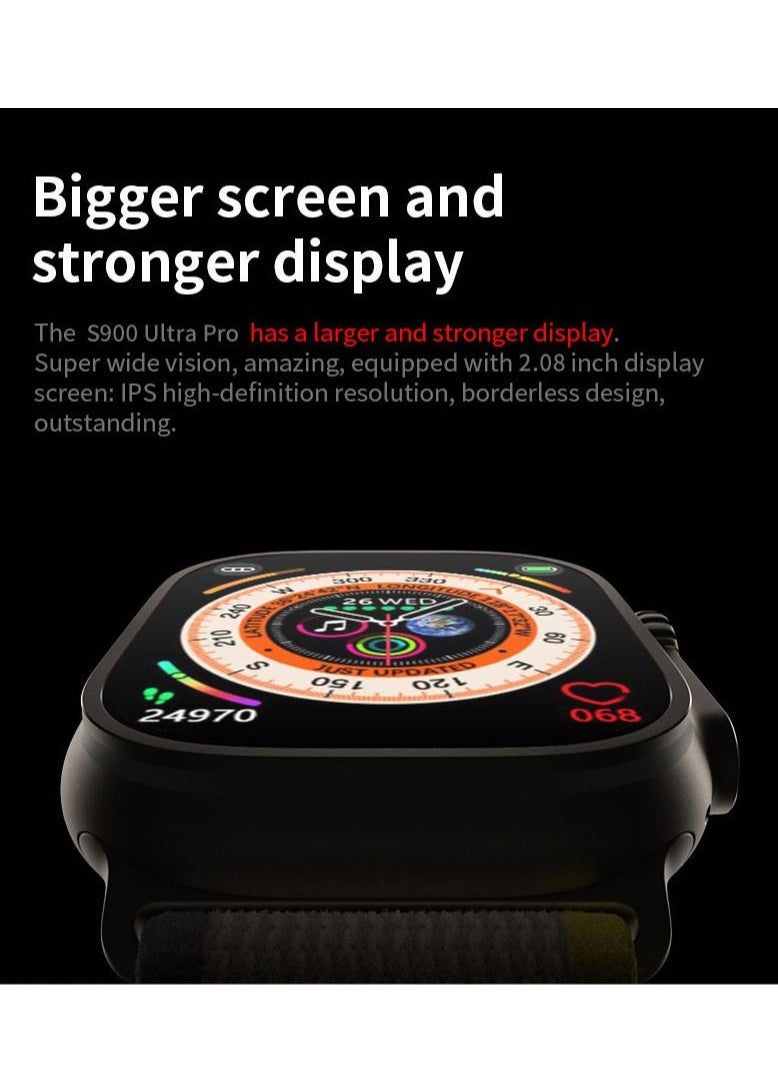 SAB - S900 Ultra Smart Watch with Full Touch HD Screen 2.08" 49mm NFC Support Magnetic Charging Bluetooth Calling Health & Fitness Tracker Heart Rate Sensor GPS Music Playback Android & iOS Support - Image 1