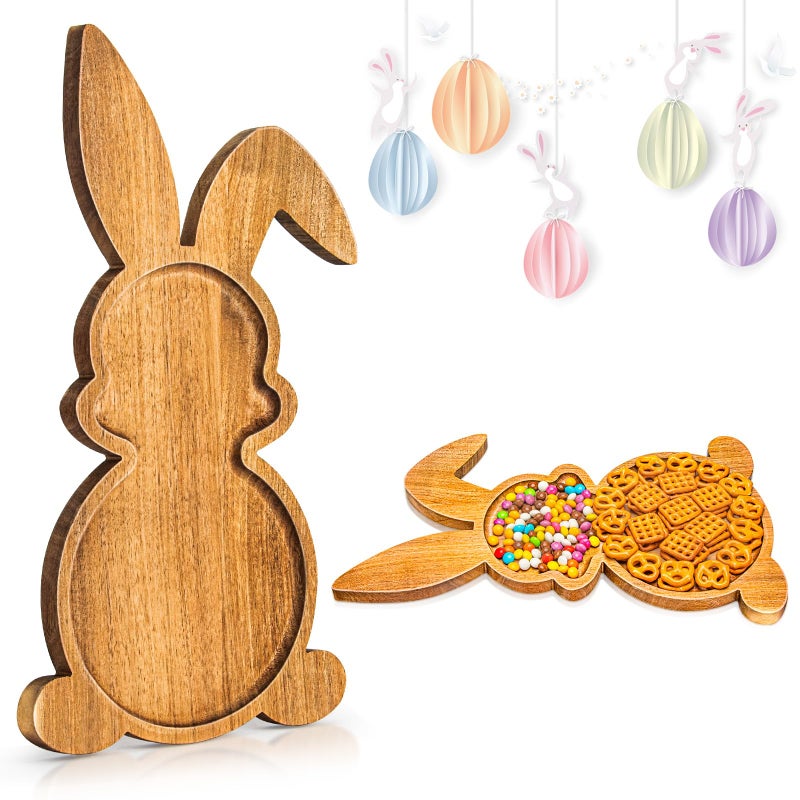 Yoshiky Farmhouse Bunny Serving Wood Trays Nesting RabbitShaped Wooden Charcuterie Serving Platters for Easter or Spring Rustic Decorative - Image 2