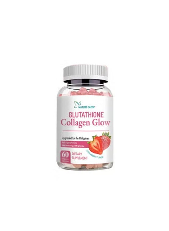 NATURE GLOW Collagen Glow Anti-Aging Skin Whitening Vitamins Strawberry Flavor  - Image 1