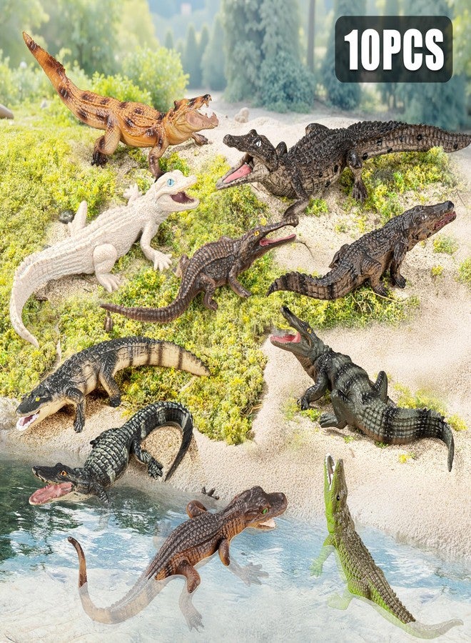 THINKBAY 10PCS Crocodile Toys, Realistic Alligator Animal Toys for Kids, Include White Caiman, Crocodile, Alligator Figurines Cake Toppers Birthday Gift Party Favors for Boy - Image 2