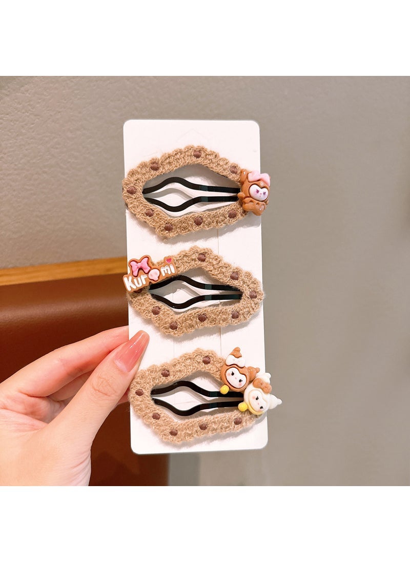 Generic Korean Kids Plush Star Hair Clip Q664-1 (milk coffee color cloud) opp bag does not include paper card