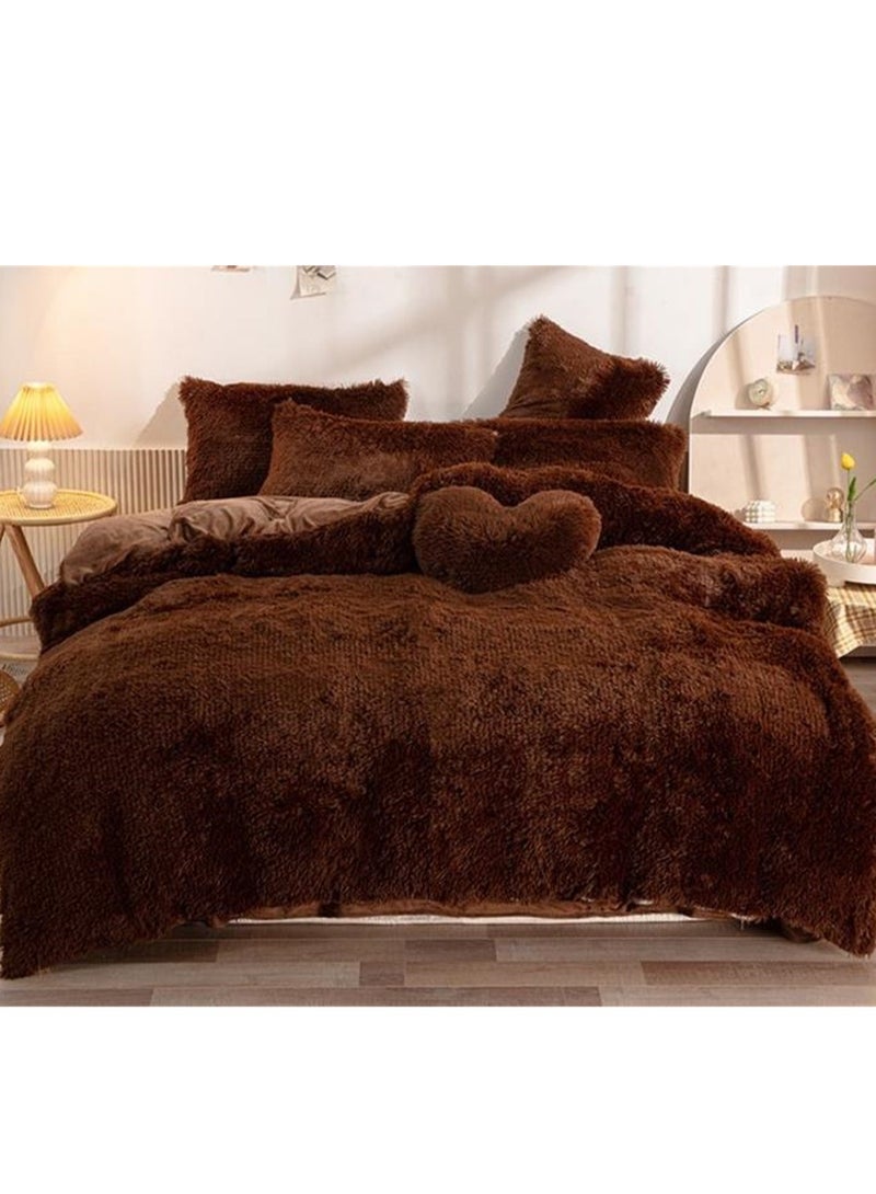 4pcs bedding set 2 pillowcases 1 quilt cover 1 bed sheet four-piece set with creative and fashionable styling warm mink plush  - Image 2